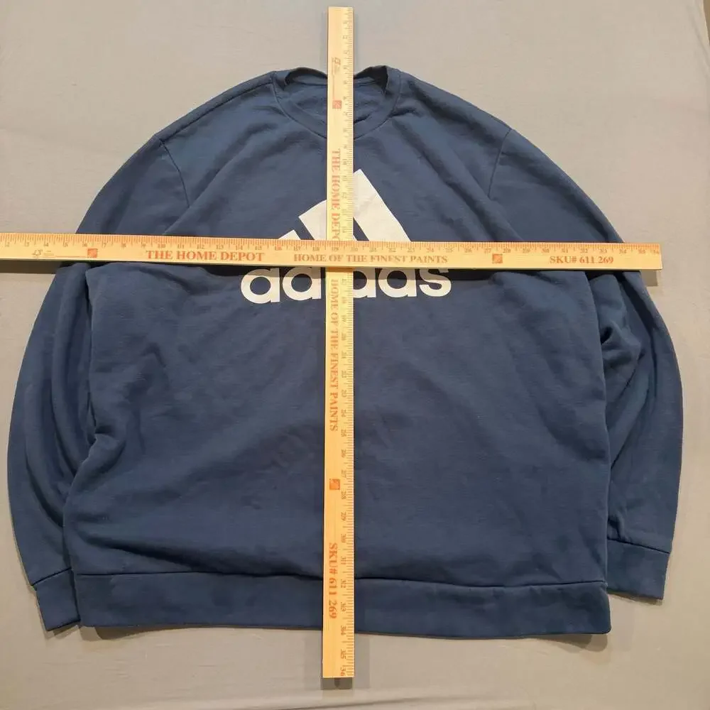 Adidas Golf Blue Long Sleeve Crew Neck Sweatshirt with White Logo Men's 2XL
